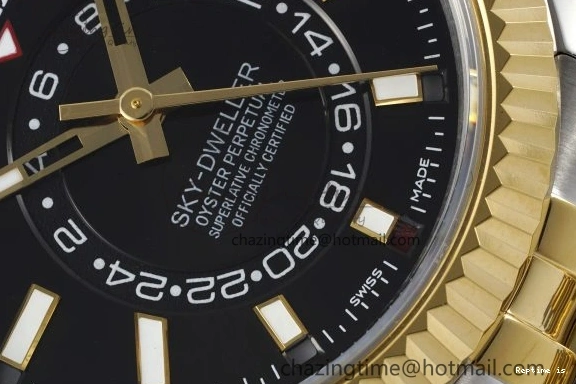 1224 Skydweller SS YG Noob Best Edition Black Dial on SS YG Jubilee Bracelet A23J Efficient 2122